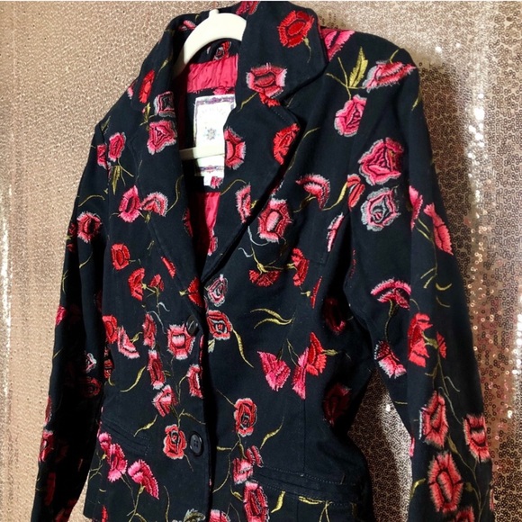 Paparazzi New Rare Rose Floral Embroidered Blazer - Picture 11 of 14